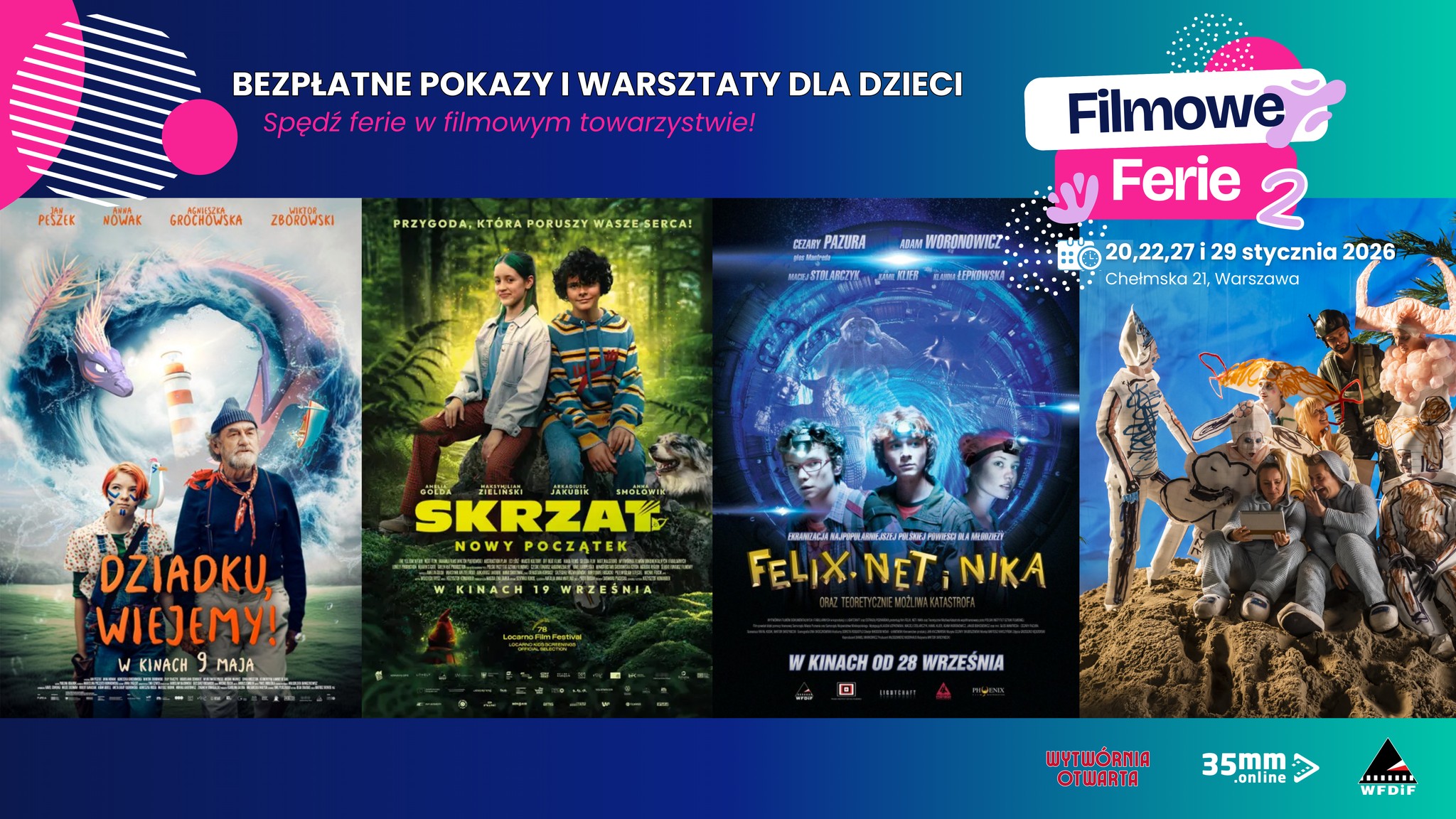 Filmowe Ferie w Wytwórni - darmowe pokazy i warsztaty